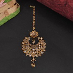 Цвета меди, бежевое, коричневое и золотое медное и латунное индийское украшение на голову (манг-тика) со стразами