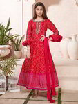 *Красный индийское национальное длинное вечернее платье / анаркали / костюм для девочки из хлопка и шёлка с длинными рукавами, украшенный вышивкой люрексом, печатным рисунком с кусочками зеркалец