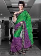 Зелёное индийское сари