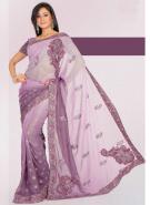 Индийское сари из креп-жоржета цвета Ррозового Маунтбэттена