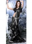 Серо-чёрное индийское сари