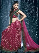 Шелковичное индийское сари из жаккардовой ткани