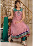 Пюсовое длинное платье / туника из шёлка, без рукавов + летние брюки цвета мурены и накидка