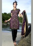 Фиолетовое короткое платье из шёлка, с короткими рукавами