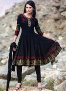 Чёрное длинное платье / туника из хлопка и шёлка, с рукавами три четверти + летние брюки и накидка