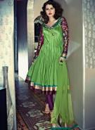 Шёлковое платье / туника цвета спаржи с длинными прозрачными рукавами из шифона + летние сливовые брюки и накидка