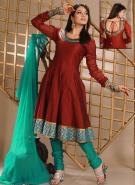 Шёлковое платье / туника цвета Бисмарк-фуриозо с длинными рукавами + летние бирюзовые брюки и накидка