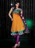 Платье / туника из шёлка и шифона цвета сиены, без рукавов + летние сиреневые брюки и накидка