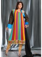 Полосатое платье / туника из хлопка с длинными рукавами + летние брюки цвета сомон и накидка