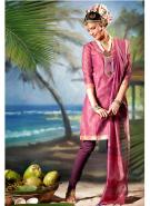 Лиловое платье / туника с рукавами три четверти + летние фиолетовые брюки и накидка