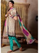 Кремовое платье / халат из шёлка с короткими рукавами + летние бирюзовые брюки и накидка