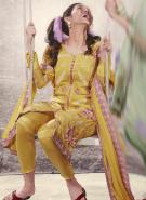 Латунное платье / туника из креп-жоржета, с длинными рукавами + летние брюки и накидка