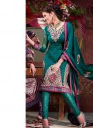 Тёмно-бирюзовое платье / туника с прозрачными рукавами три четверти + летние брюки и накидка