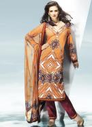 Оранжево-персиковое платье / туника из хлопка, с длинными рукавами + летние брюки и накидка