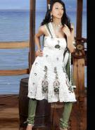 Белое платье / сарафан из креп-жоржета + летние защитные брюки и накидка