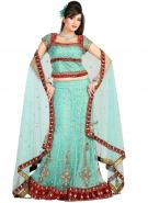 Индийский женский свадебный наряд цвета электрик — лехенга (ленга) чоли