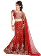 Сангиновый индийский женский свадебный наряд — чания (чанья) чоли