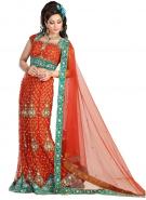 Тициановый индийский женский свадебный наряд — чания (чанья) чоли