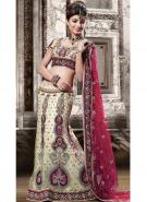 Сливочный индийский женский свадебный наряд — лехенга (ленга) чоли