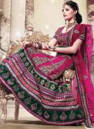 Вишнёвый индийский женский свадебный наряд — лехенга (ленга) чоли