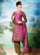 Розовато-лиловое платье / туника (камиз) из креп-жоржета, с рукавами три четверти + широкие брюки (шальвары) цвета умбры