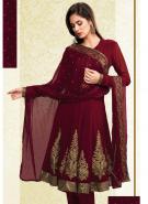 Тёмно-алое платье / туника из креп-жоржета с длинными прозрачными рукавами + летние брюки и накидка