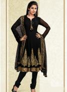 Чёрное платье / туника из креп-жоржета с длинными прозрачными рукавами из шифона + летние брюки и накидка