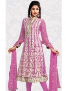 Лиловое платье / туника из креп-жоржета с длинными прозрачными рукавами + летние брюки и накидка