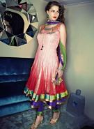 Белое с красным длинное вечернее платье из натурального индийского шёлка, парчи и жаккарда, без рукавов