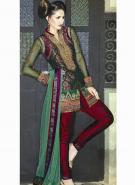 Туника из парчи цвета Красного моря + летние вишнёвые брюки и накидка