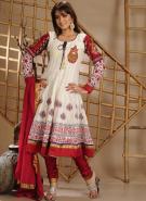 Белое платье / туника из креп-жоржета с длинными рукавами + летние брюки цвета кармин и накидка