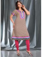 Платье / туника из хлопка и шёлка, с короткими рукавами + летние светло-вишнёвый брюки и накидка