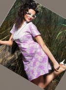 Глициниевое платье из хлопка (ситца), с короткими рукавами