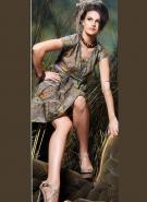 Серое платье из хлопка (ситца), с короткими рукавами