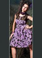 Чёрный сарафан из хлопка (ситца) с глициниевыми цветами