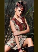 Сарафан из хлопка (ситца) с кирпичными цветами