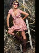 Розовое платье из хлопка (ситца), с короткими рукавами