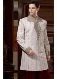 Карнавальный индийский свадебный мужской костюм из шёлка цвета морской пены (брюки сангиновые)