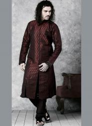 Народный индийский свадебный мужской костюм из шёлка цвета блошиного брюшка, Индия