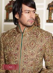 Бронзовый национальный свадебный мужской костюм из шёлка, Индия