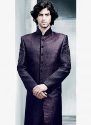 Необычный индийский свадебный мужской костюм из шёлка цвета индиго