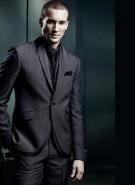 Угольный классический мужской костюм-двойка + рубашка + галстук