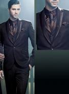 Тёмно-коричневый свадебный / вечерний мужской костюм-тройка (с жилетом) + рубашка + галстук