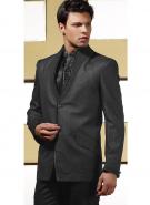 Молодёжный мужской костюм-двойка цвета мокрого асфальта + рубашка + галстук с брошью