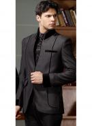 Тёмно-серый современный мужской френч (воротник — стойка) + брюки + рубашка