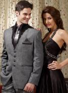Серый красивый мужской костюм-двойка + рубашка + галстук с брошью