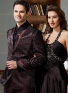 Тёмно-бордовый модный мужской костюм-двойка + рубашка