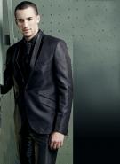 Тёмно-серый дизайнерский мужской костюм-тройка (с жилетом) + рубашка + галстук