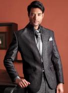 Антрацитовый стильный мужской костюм-двойка + рубашка + галстук с брошью