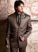 Тёмно-коричневый модный мужской костюм-двойка + рубашка + галстук с брошью